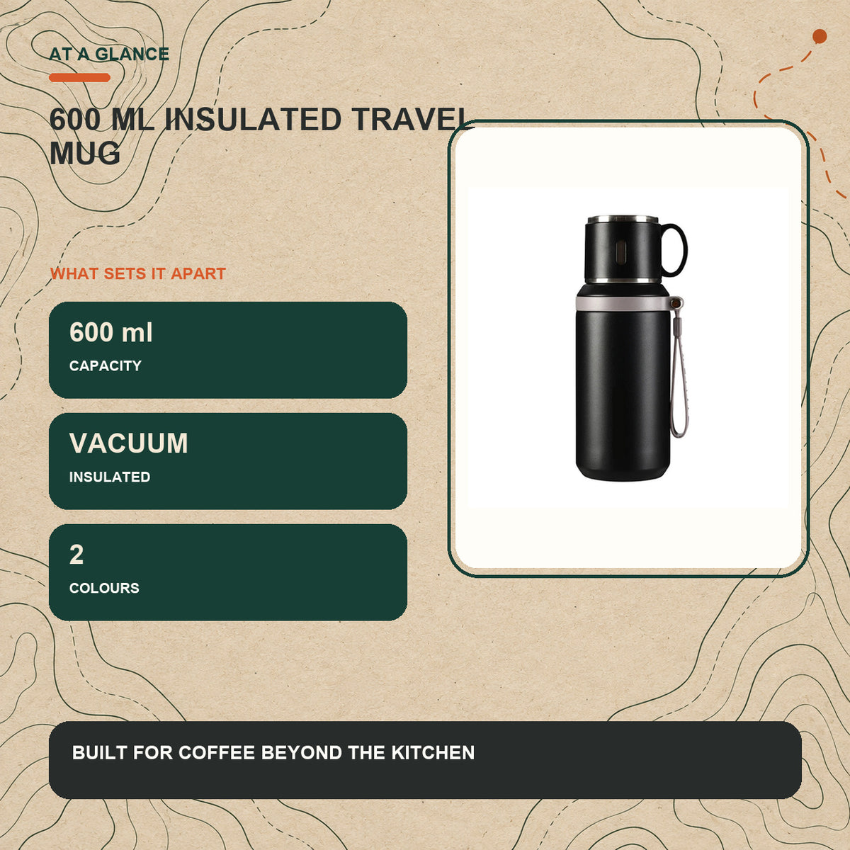600 ml insulated travel mug key features and product specifications at a glance